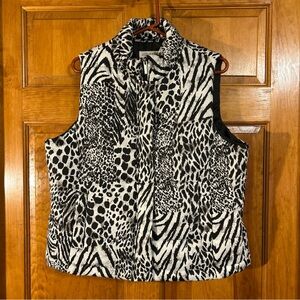 Jones NY Women’s QuiltedZebra Print Vest W/Pockets Snap & Zip Closure Sz XL-EUC